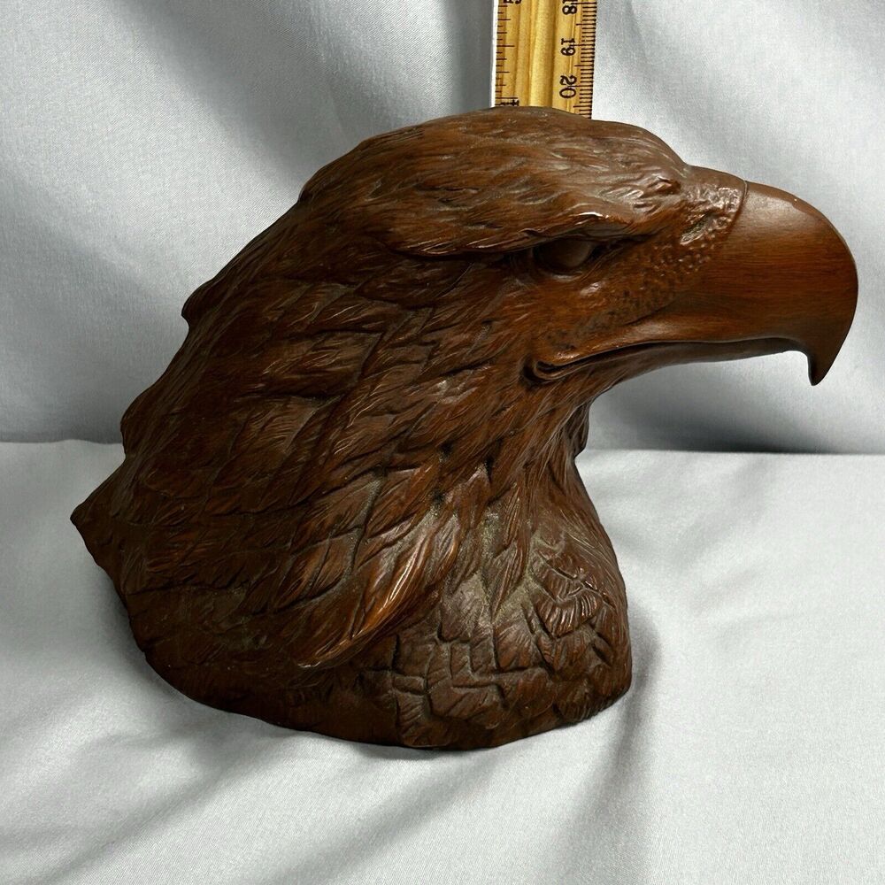 Vtg Red Mill Mfg Eagle Bust Brown Pecan Shell Resin Handcrafted Carving USA
